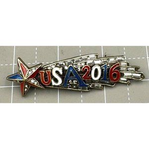 Heidi Daus 2016 Reach For The Stars Brooch Red White Blue Rhinestones Enamel